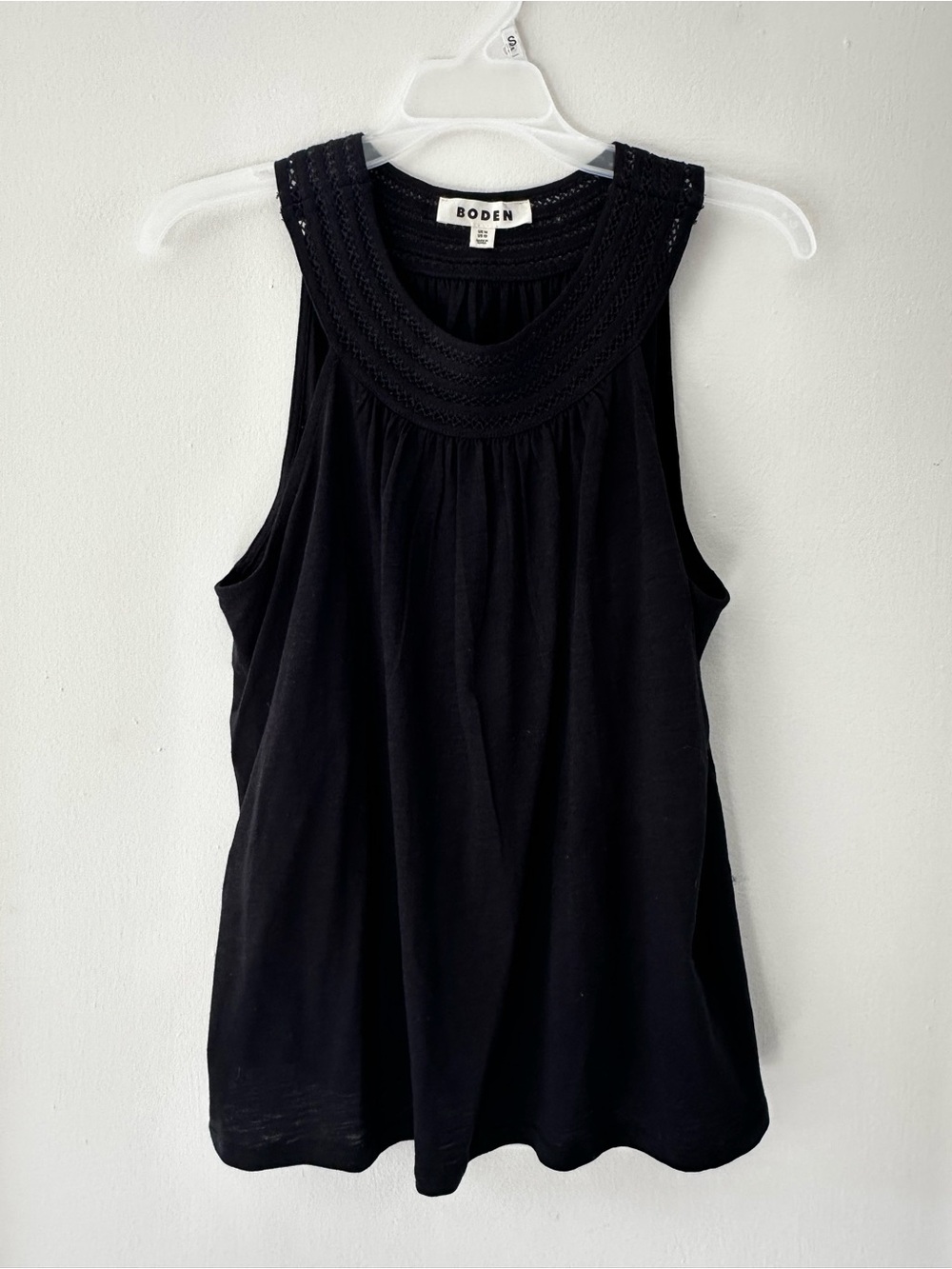 Boden Black Crochet Yoke Sleeveless Tank